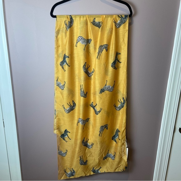 Runway Stitch Fix Mustard Yellow Zebra Scarf Print - Picture 2 of 10